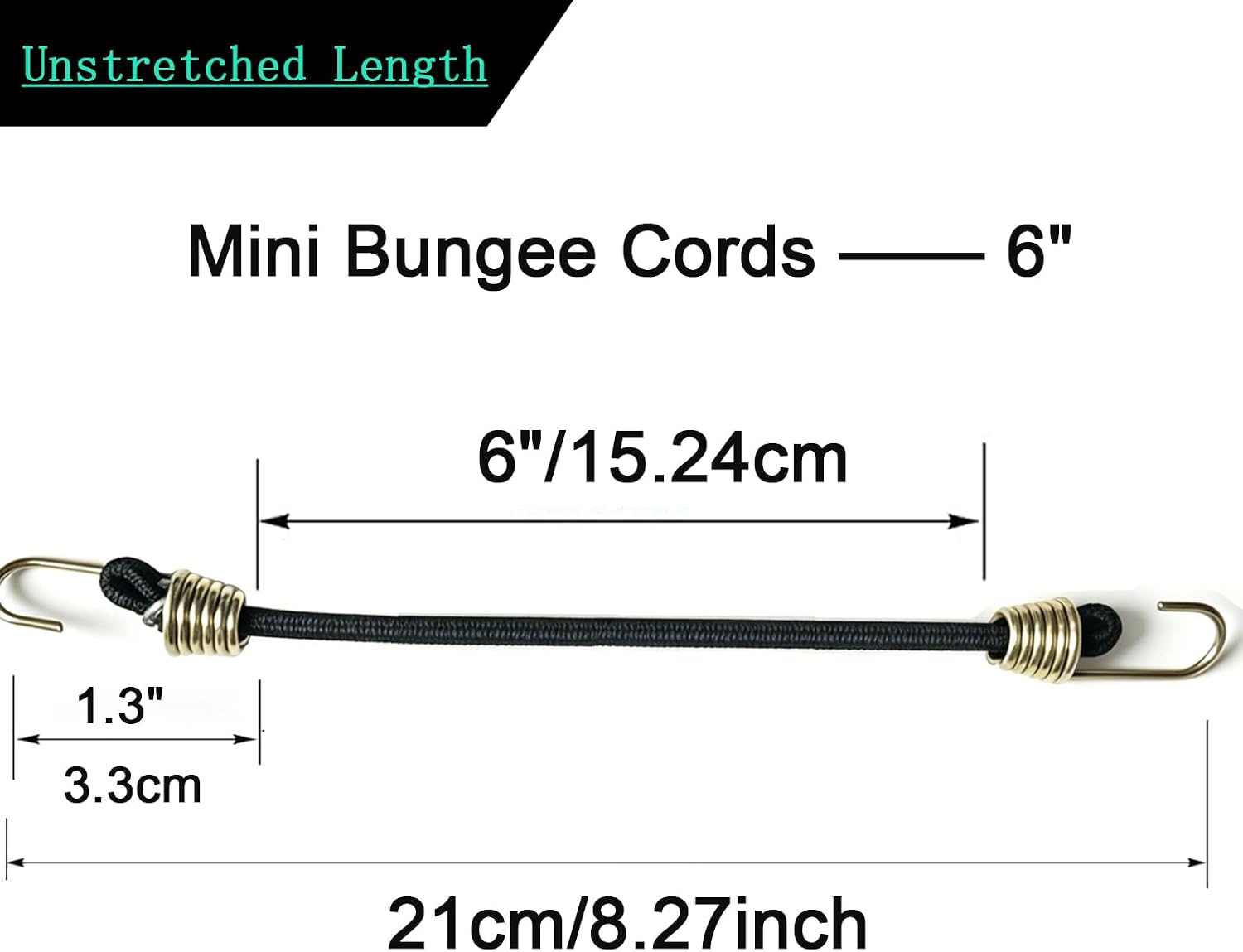 Mini Bungee Cords with Hooks,30 Pcs Short Bungee Cord Set,Versatile Outdoor Elastic Bungee Straps for Luggage Bikes Camping Tools (6'',Black)