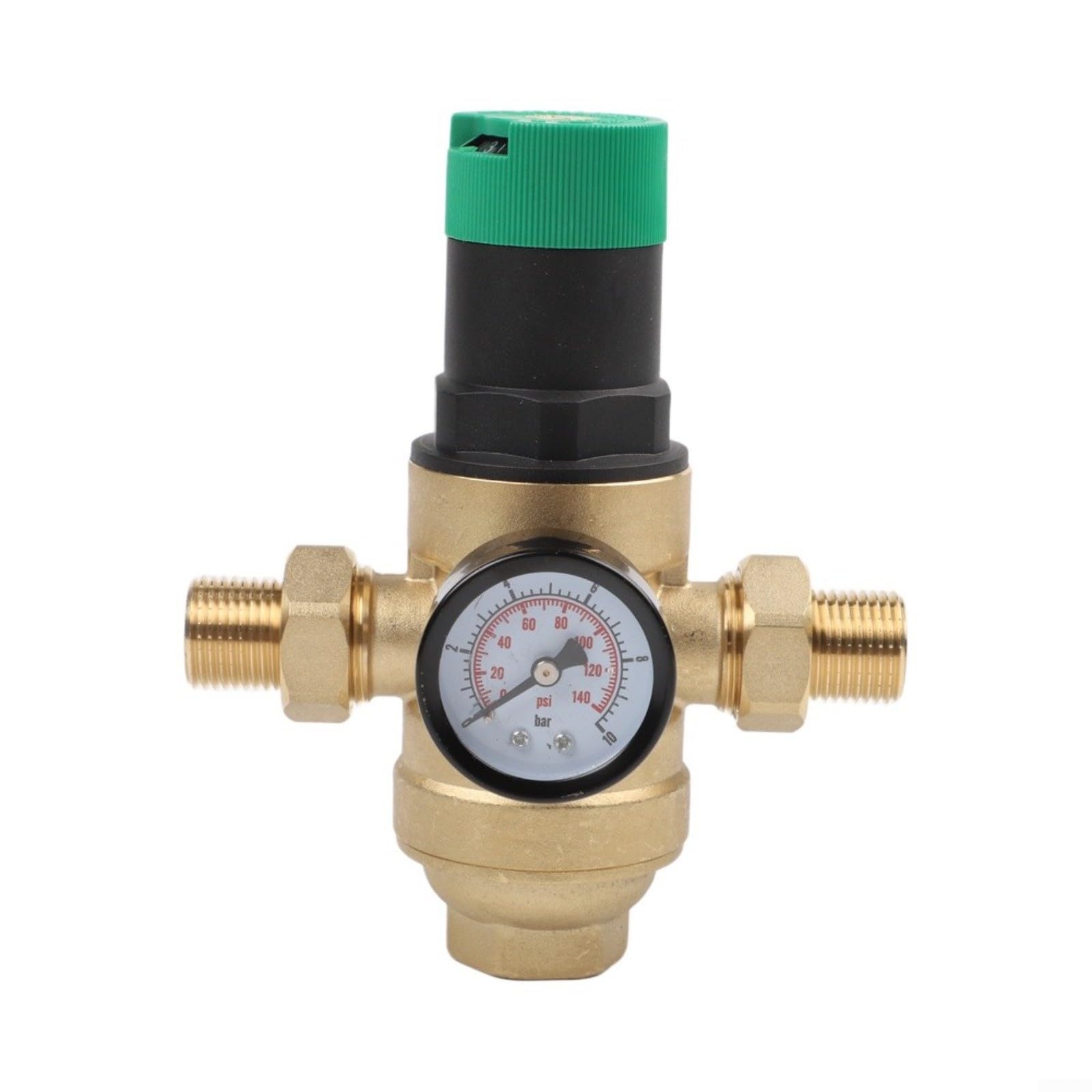 Messing Druckminderer mit Filter 40μm, G/NPT Gewinde DN15-DN25, Wasserdruckregelventil 0,1-1,5MPa für Hausinstallationen(1/2-G)