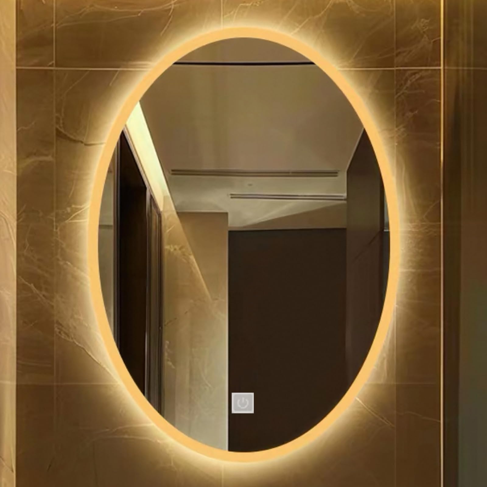 BKSXSOP LED Backlit Oval Bathroom Mirror 50x70cm with Touch Sensor, Anti-Fog, Wall Mounted, Modern Design, Perfect for Home Decor & Upgrade