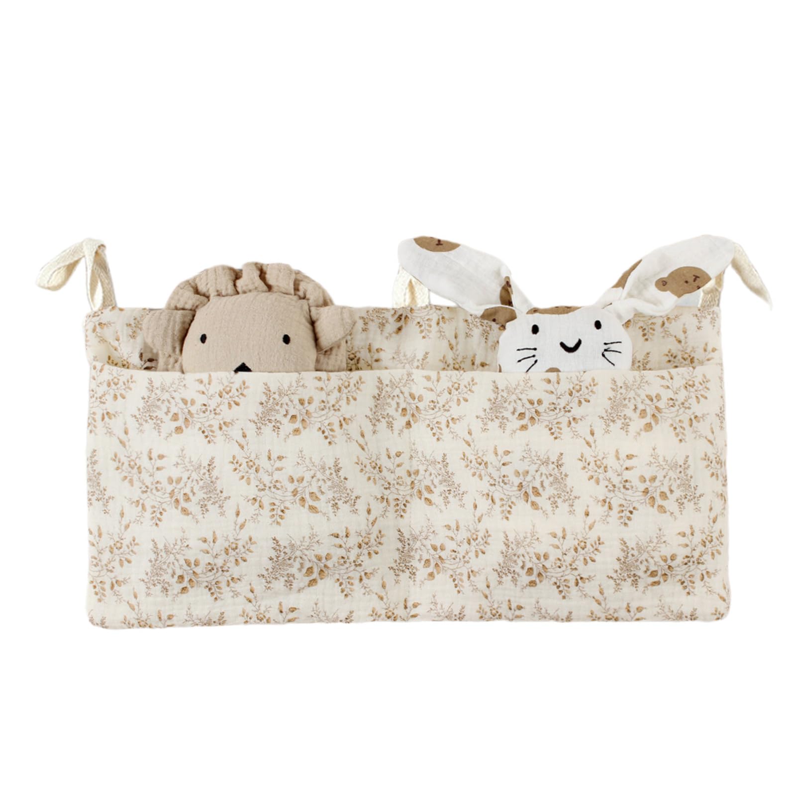 Lily Brown Cribs Storage Bag Baby Bedside Hanging Storage Bag for Drool Bibs Diaper Multifunctional Hanging Pocket Cotton Organizer Cotton Material