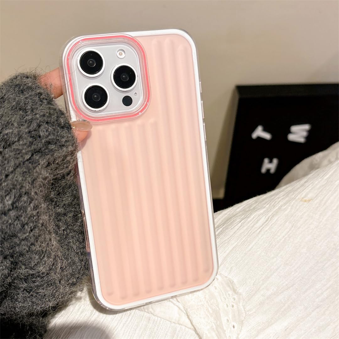 Coque iPhone 12 Pro Max rose clair translucide mate à rayures