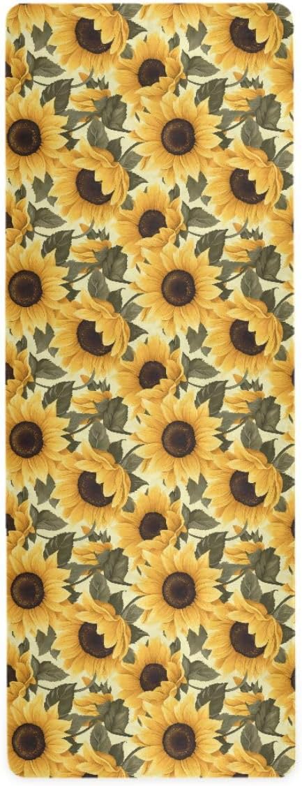 ALAZA Stylish Yellow Sunflower Yoga Mat Non Slip Fitness Exercise Mat, Workout Mat for Yoga, Pilates and Floor Exercises
