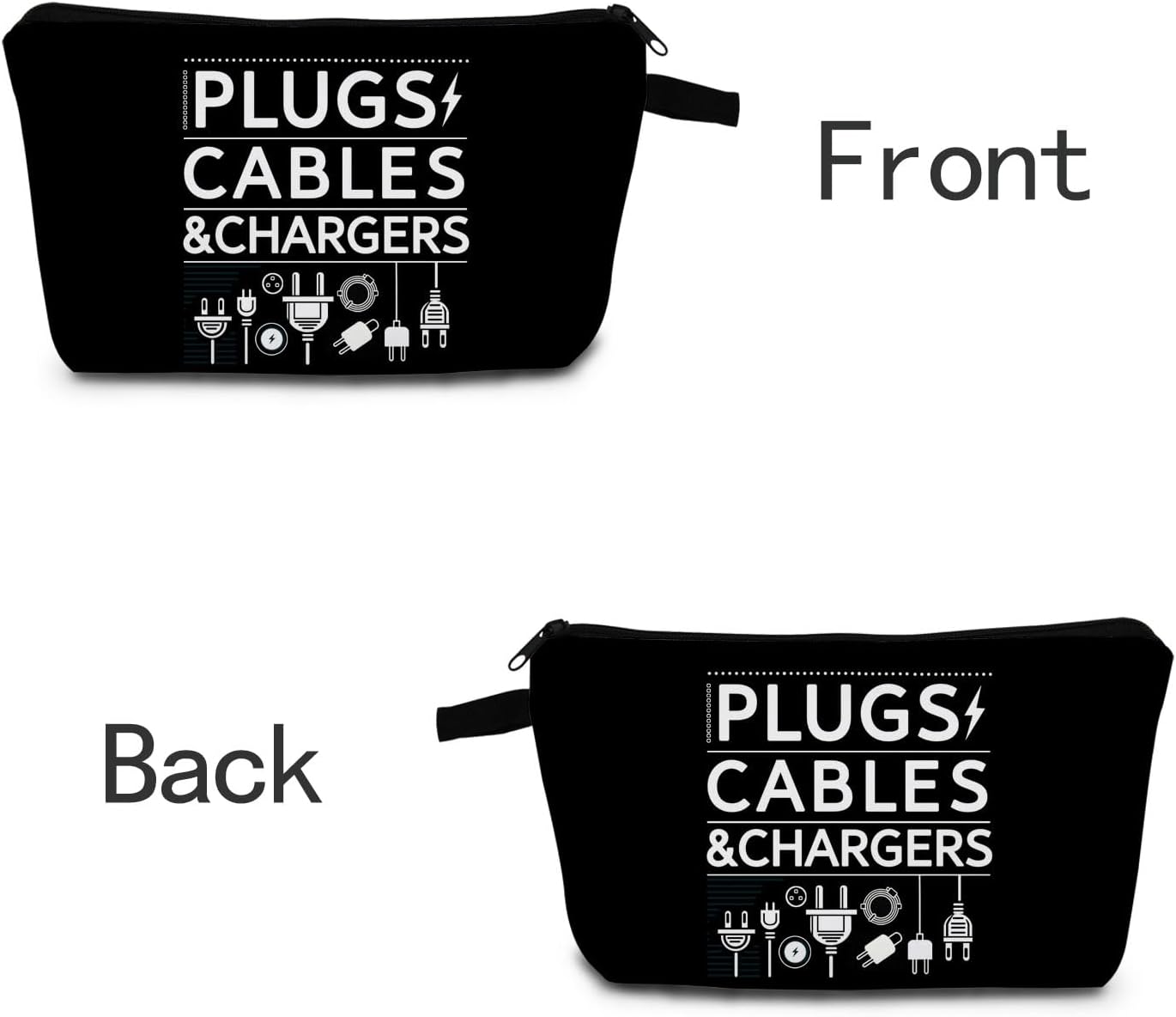 Charger Storages Makeup Bag Gifts for Women Charger Plugs Cosmetic Travel Storage Bag for Charging Cord Electronics Accessories Storage Makeup Bag Zipper Pouch Toiletry Bag(Black) - Image 6