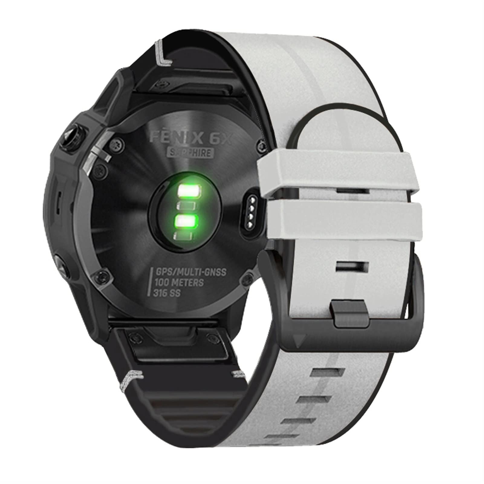 Bande en cuir véritable Garmin Fenix 6 Pro et 7 bracelet élégant gris clair