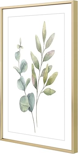 Vista 195 de Golden State Art - Marco de fotos de aluminio satinado clásico de 8 x 10 con alfombrilla de color marfil para fotos de 5 x 7 y cristal real, Dorado