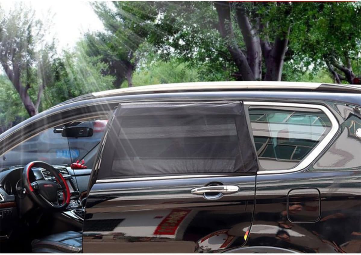 4pcs Heat-Insulation Car Window Curtains Sun Shade for Car Side Windows Black Nylon Mesh Summer Sun Protection Privacy Curtains for Outdoor Use