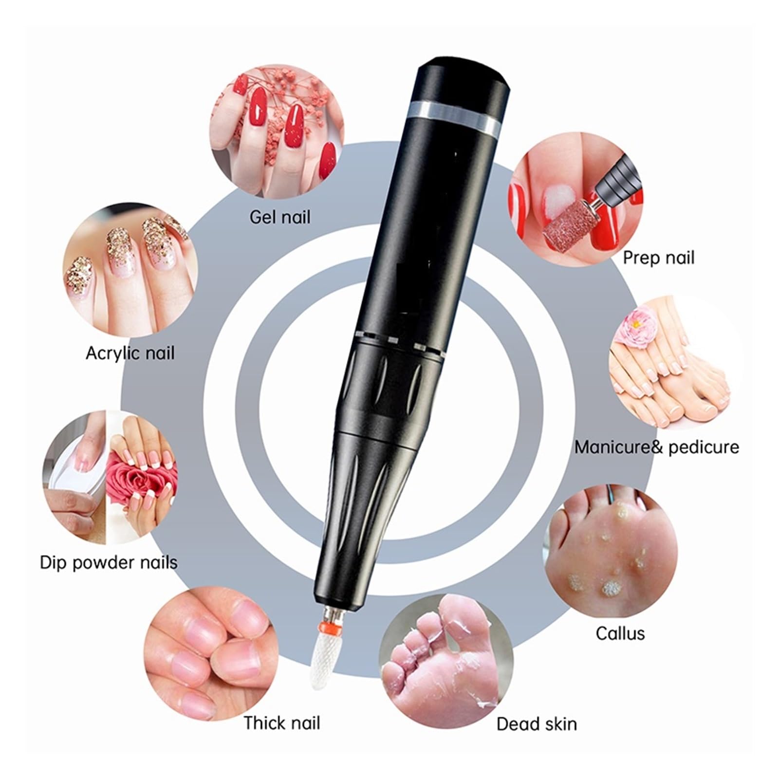 35000RPM wiertarka do paznokci z wyświetlaczem LCD, akumulatorowa żelu, profesjonalna frezarka manicure,Niski poziom hałasu(Grey-07)