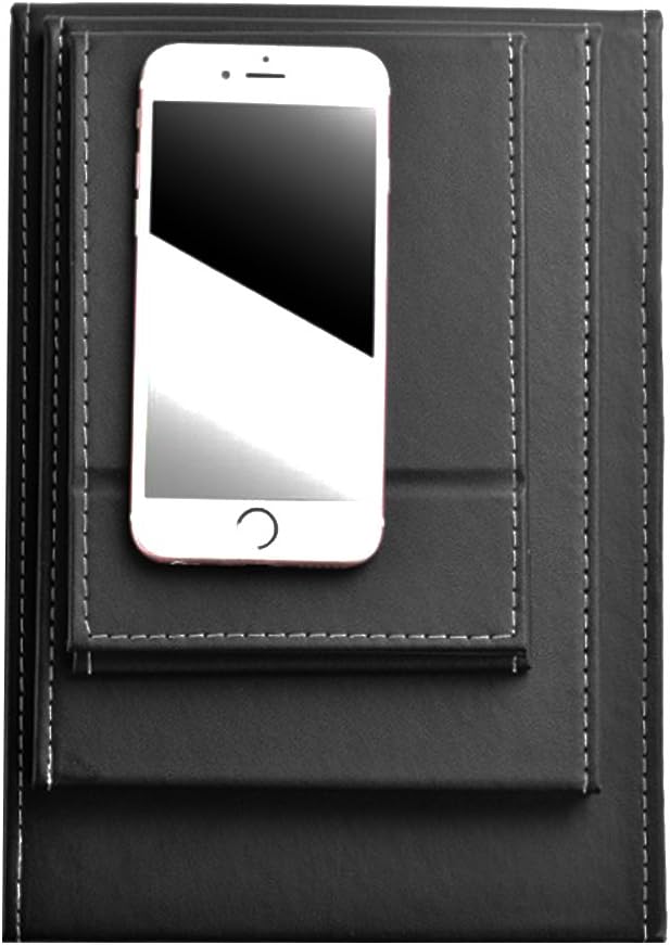 JOLY Protable PU Leather Mirror Folding Desktop Makeup Mirror with Adjustable Stand for Personal Use,Travelling (L, Black) : Home & Kitchen