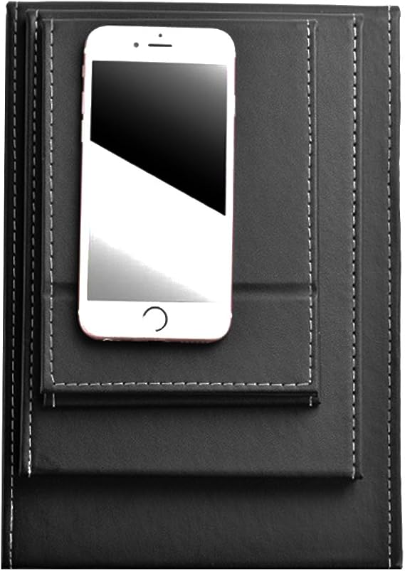 JOLY PU Leather Portable Folding Makeup Mirror with Standing(M, Black)