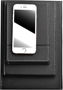 JOLY PU Leather Portable Folding Makeup Mirror with Standing(M, Black)