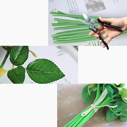 Miniatura 6 de 12 rosas artificiales de seda de un solo tallo, arreglo floral de seda, tacto real para decoración del hogar, fiesta, boda, sin jarrón (blanco)