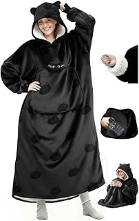 Mewaii Wearable Blanket Hoodie for Adults, Warm Sherpa & Soft Flannel Long Sweatshirt with