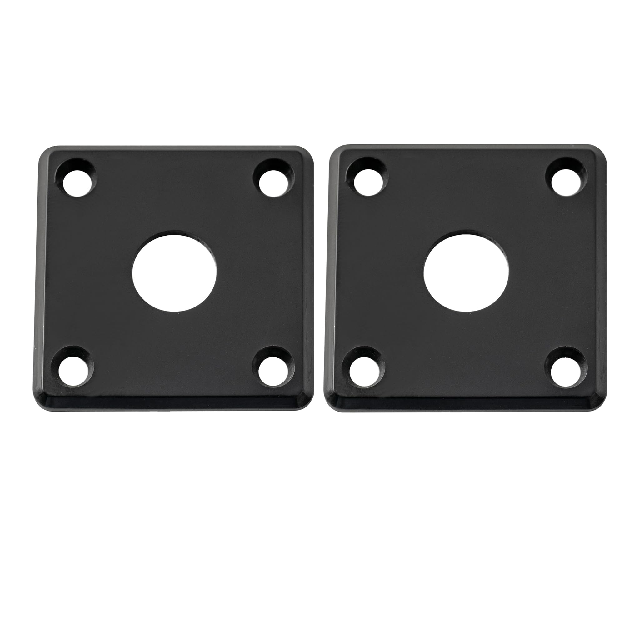 Musiclily Pro Plastic Curved Jack Plate Square Jackplates 10mm Hole for Epiphone LP SG Style Electric Guitar Black (Set of 2)