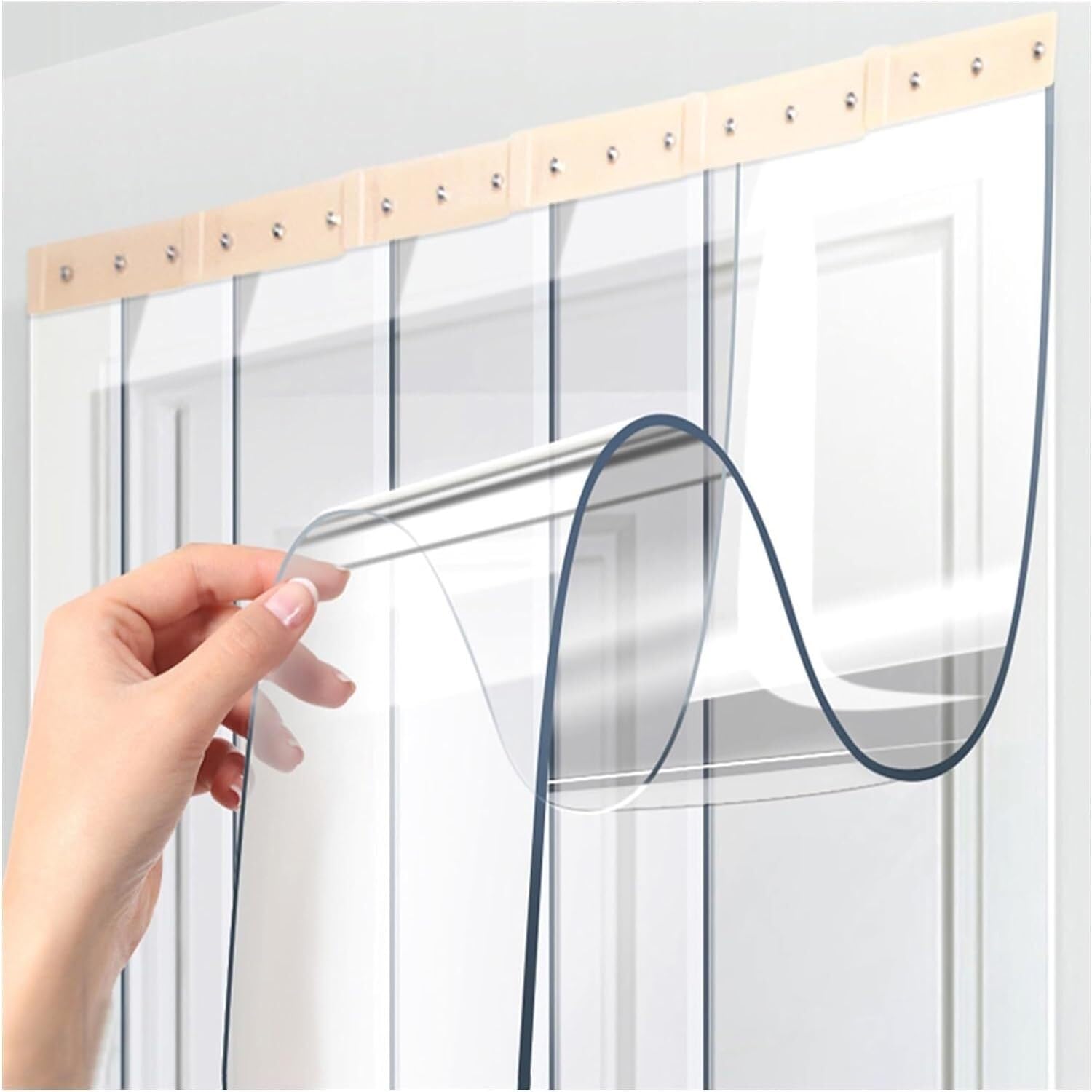Cortina De Puerta De Tiras De PVC De 1,5 Mm De Grosor Con Superposición De 3,5 Cm, ​​Kit De Cortina De Plástico Transparente Con Aislamiento, Partición De Vidrio Blando for Taller Almacén (tamaño: 0,6