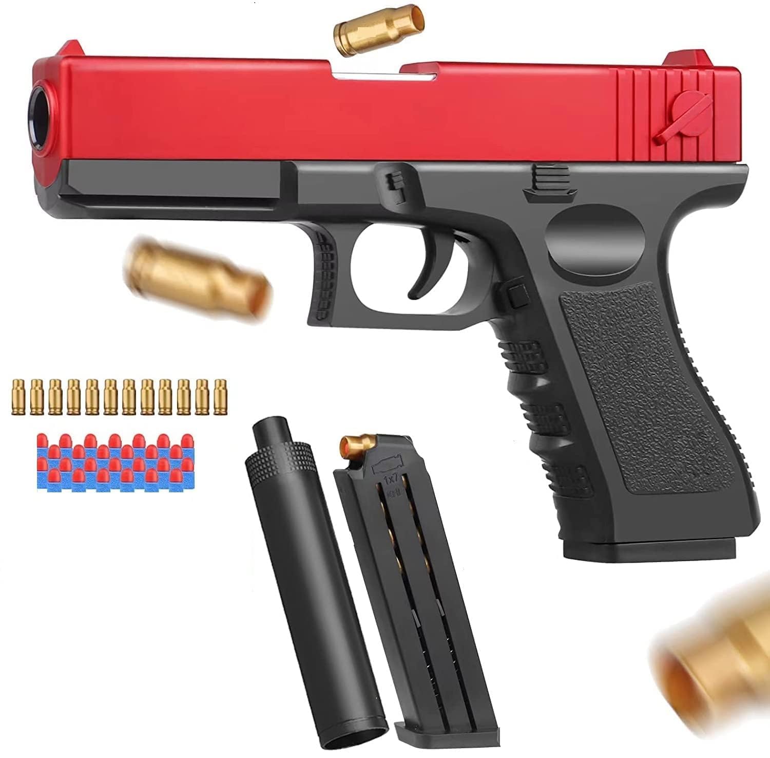 Toy Gun for boys with Soft Bullets, Toy Pistol with Jump Ejecting Mag, Toys Foam Blaster with 30 Pcs EVA Darts, Gifts for Boys Kids and Girls Ages 7,8,9,14+, (red) (B0D9KHTTGT) Amazon Price History, Amazon Price Tracker