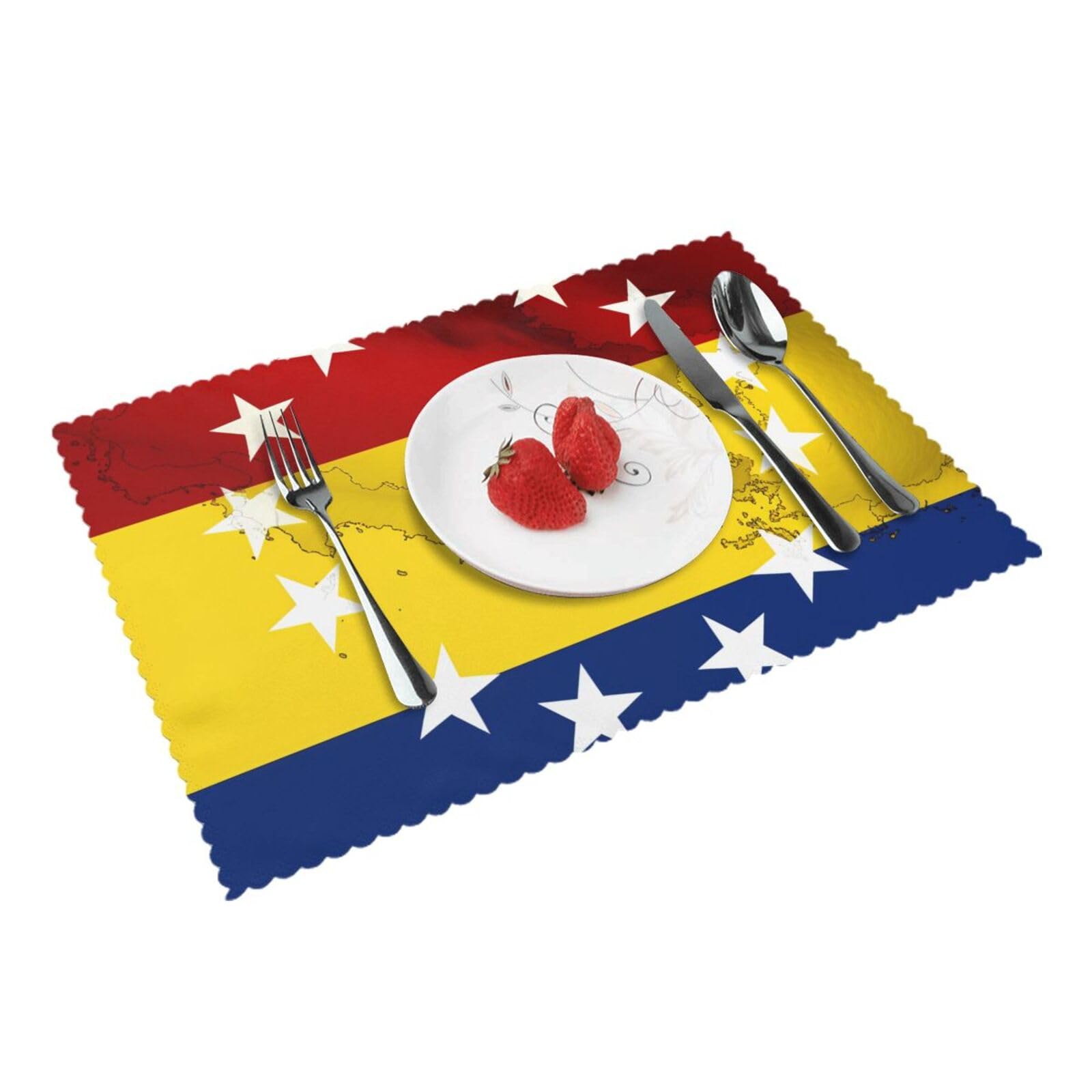 Venezuela Flag Printed Placemat Heat Resistant Place Mats Set of 4 PCS Washable Kitchen Table Mats, 12x18 Inch