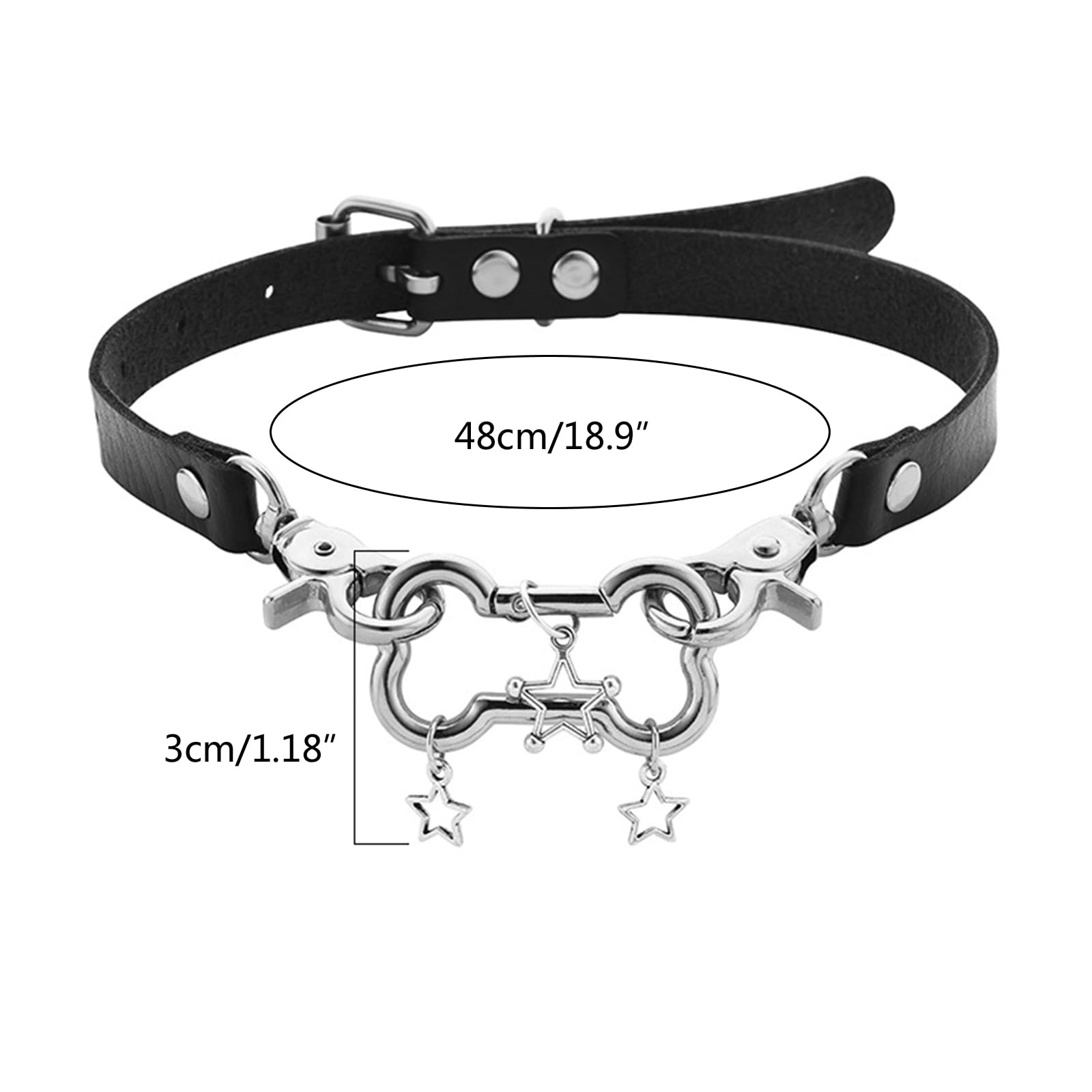 NUEYMS Pentagrams Big Bone Leathers O Style Choker DIY Star Pendant Necklace for Women Punk Aesthetic Necklace Accessory: A