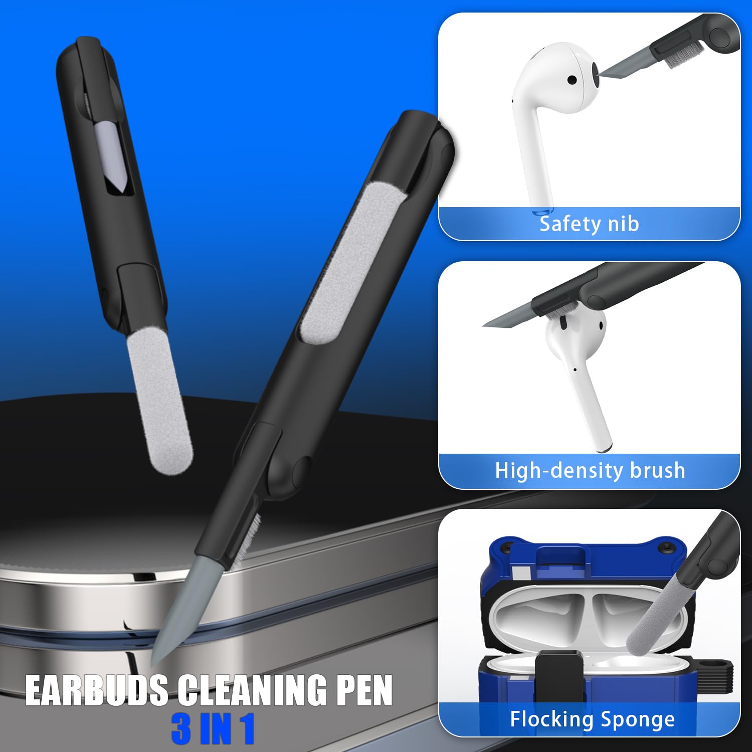 RFUNGUANGO Compatible con Airpods 4 Estuche (2024) con Kit de Limpieza, Clip de Bloqueo Seguro y Estuche de Protección a Prueba de Golpes para Airpods 4ta Generación Lanzamiento 2024,Cielo Estrellado - 5