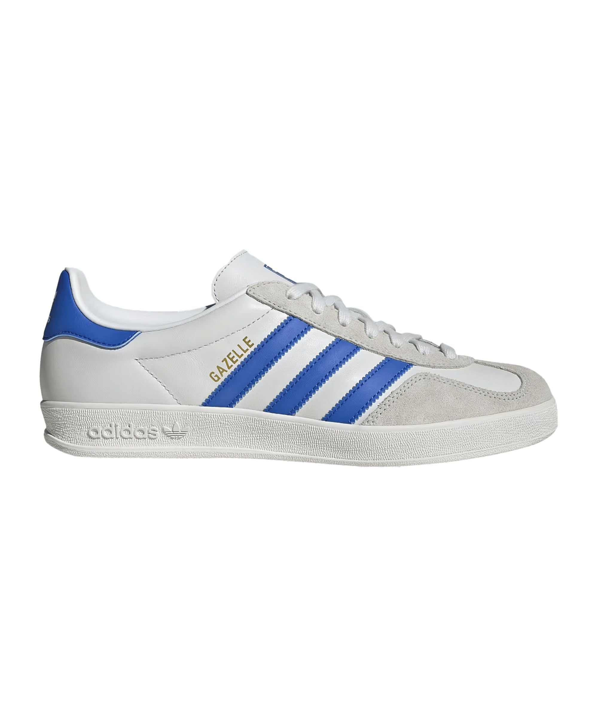 adidas Men's Gazelle Indoor Sneaker, Crystal White/Blue/Grey One, Size 6.5