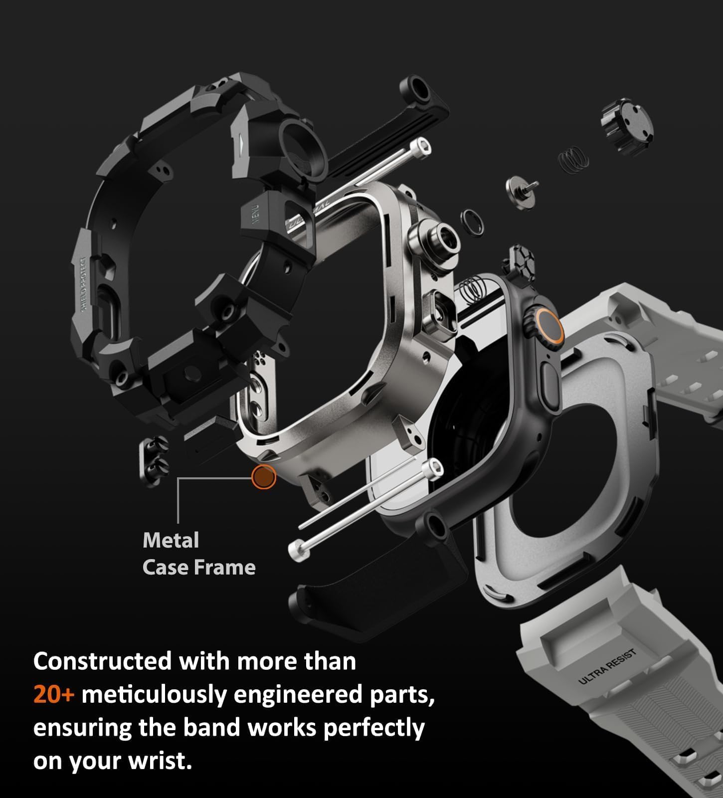ULTIMAL Correas deportivas compatibles con Apple Watch de 44 mm/45 mm, funda protectora militar, correa de TPU resistente para iWatch, correa ajustable para Apple Watch Series 9, 8, 7, 6, 5, 4 SE