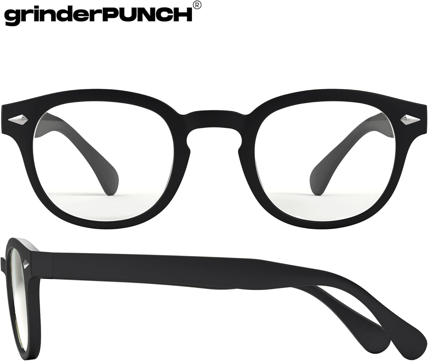 grinderPUNCH Classic Reading Glasses for Women and Men Stylish Lightweight Readers Round Readers for Women and Men Black 2 x image 8 of 9 B0D3683QXZ