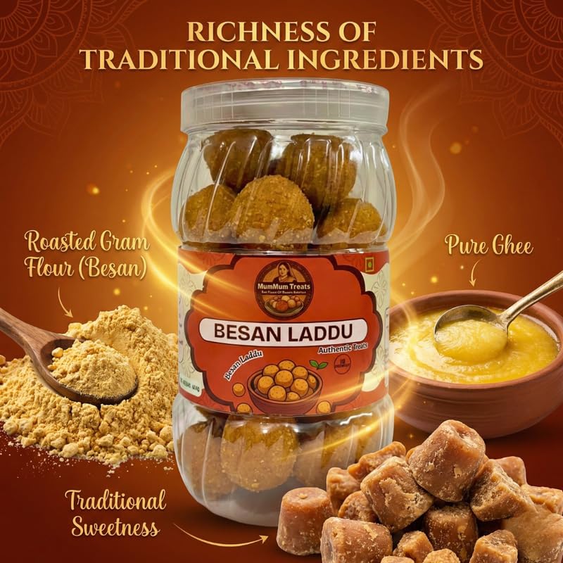 Image of MumMum Treats Besan Laddu | Traditional Indian Sweet | Perfect Tea-Time Snack & All-Time Craving Treat | Authentic Homemade Taste