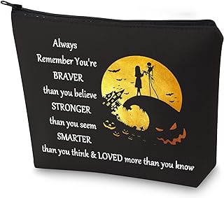 BWWKTOP Jack Fans Cosmetic Makeup Bag Horror Movie Fans Gifts You Are Braver Stronger Smarter Than You Think Halloween Zipper Pouch Bag, Always J & S bl, Bag