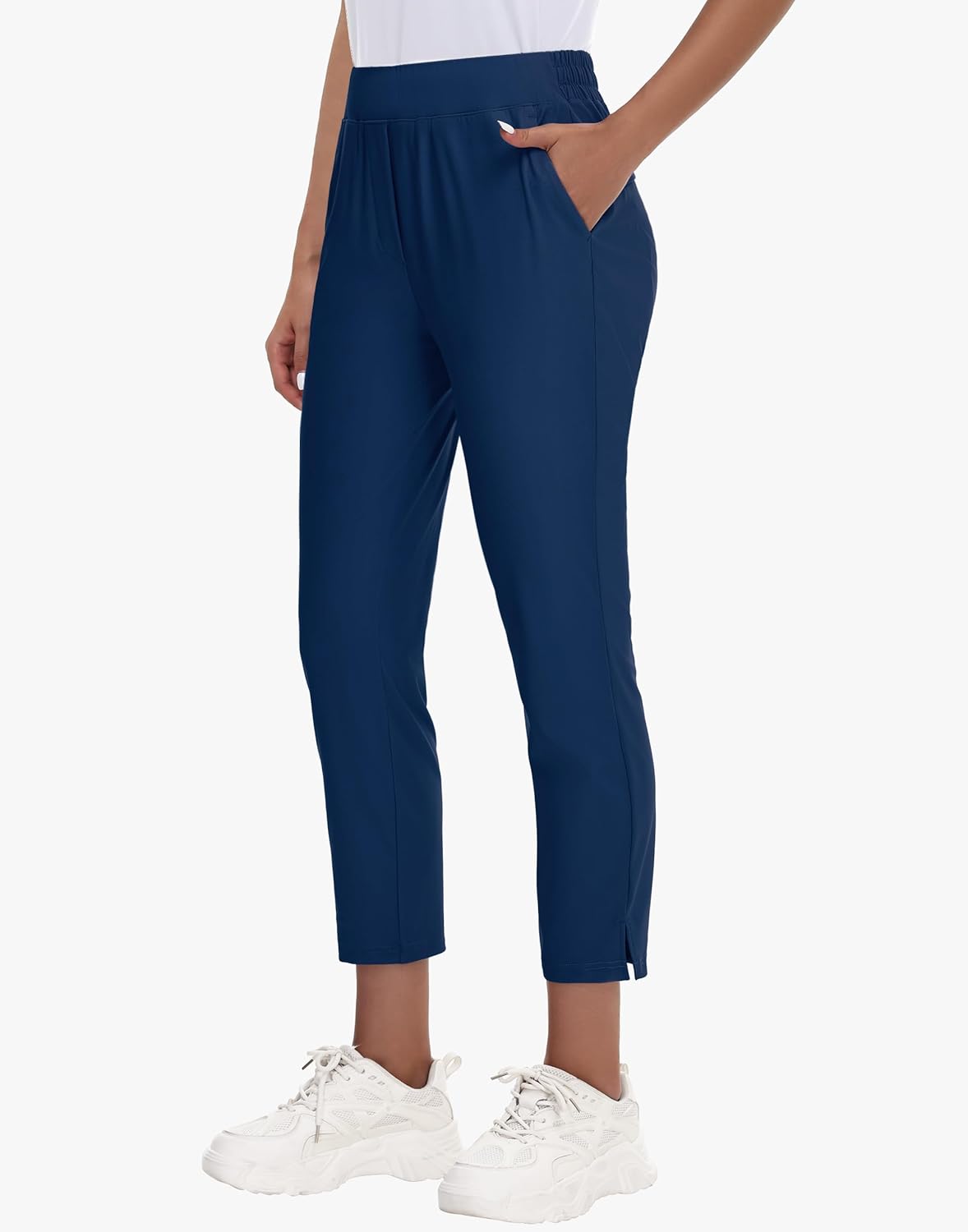 MIVEI Women's Golf Pants Stretch with Zipper Pockets 7/8 Ankle Petite Slacks for Travel Casual Athletic Yoga Work Business