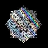 Mandala Car Decal, Black Vinyl, Large 15.7 Inch Decorative Sticker for Vehicle Door Hood, Floral Pattern D42 (Colorful)
