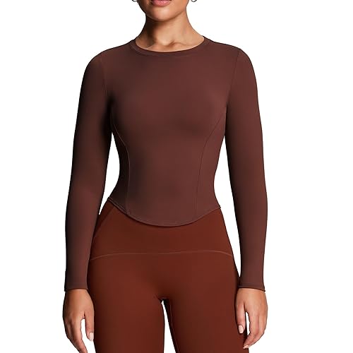 Aoxjox Long Sleeve T-Shirt for Women GEO Seamlines Padded Baby