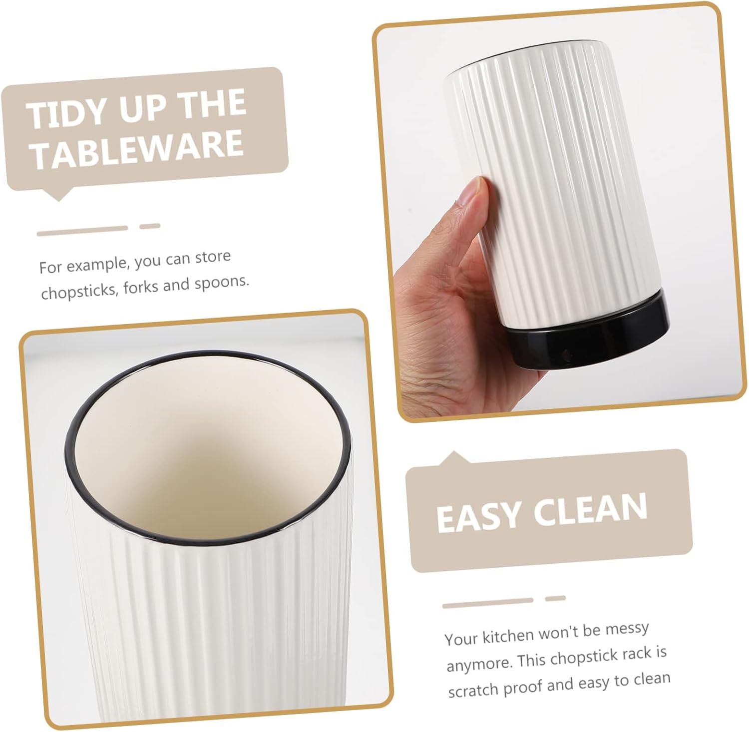 1Pc Ceramic Chopstick Holder Utensil for Kitchen Organizer Scratch-resistant Microwave Safe Countertop Storage White