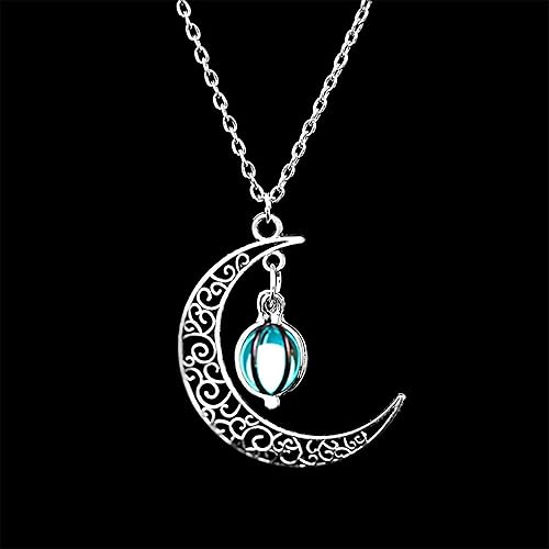 Miniatura 2 de Collar de piedra lunar encantada con colgante de luna, joyería de cristal de cuarzo natural curativo, Aleación de acero, Piedra fluorescente