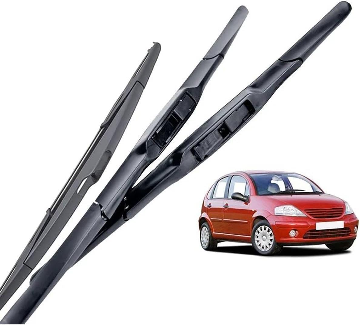 Acwyahso Wiper Blades Front Rear Set for C3 2002 2003 2004 2005 2006-2009 24"+18"+14" - All-Weather Performance