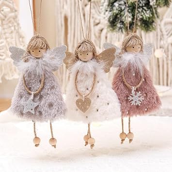 FZBNSRKO 3 Pcs Angel Doll Pendants,Christmas Plush Ornaments Plush Angel Ornaments for Christmas Party New Year,Birthday,Wedding,Valentines Day Decoration