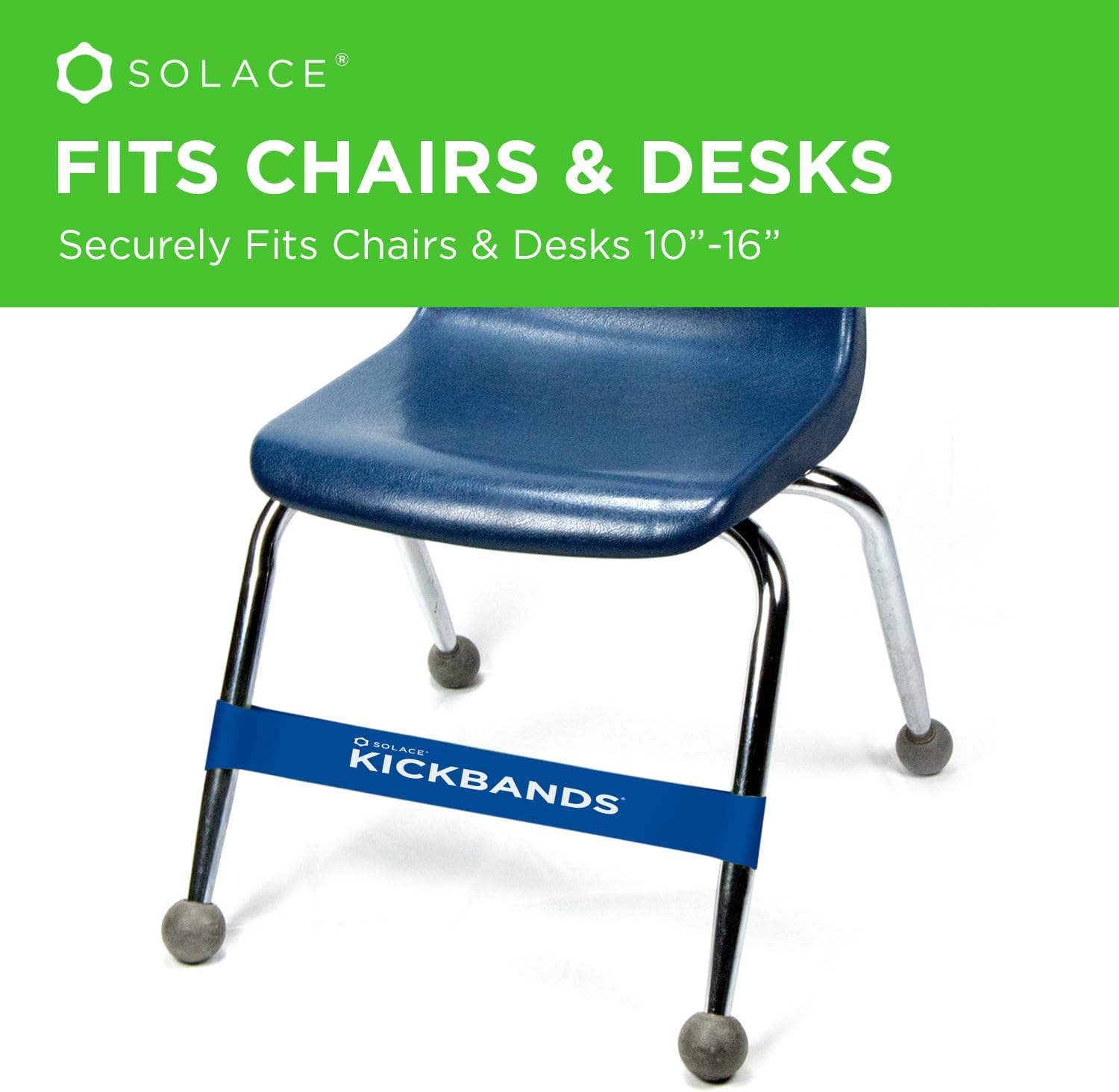 KICK BANDS Chair Bands for Kids with Fidgety Feet 24-Pack - ADHD Fidget Kickbands for Classroom Chairs & Desks - Solace Sensory Kickband (RAINBOW)