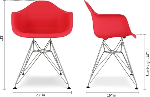 Miniatura 2 de Sillones Tower de plástico y acero cromado de 18 pulgadas en rojo (juego de 2)