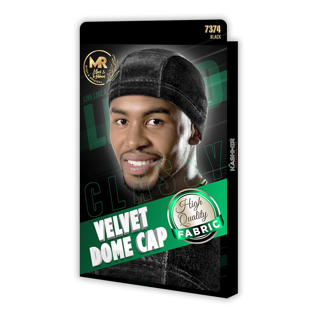 Kashmir Accessories Ltd Black Classy Velvet Dome Cap - 7374