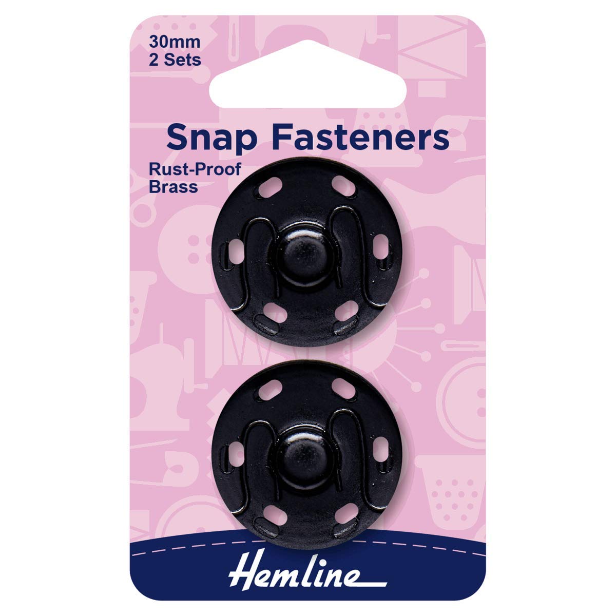 Hemline Black Snaps 30Mm