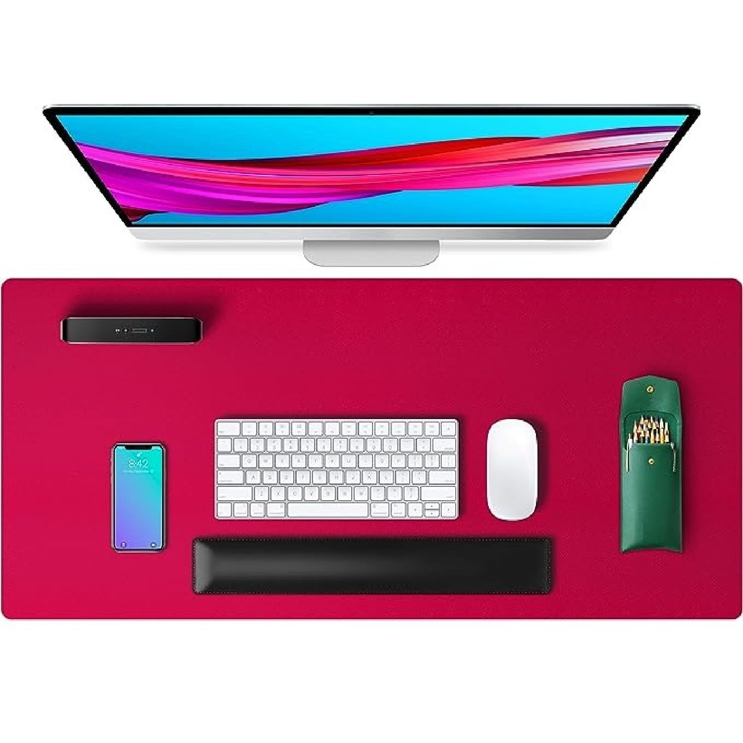 KRIVETY Desk Pad,Non Slip and Heat Resistant Mouse Pads,Easy Clean PU Leather Mat,Dual Sided Blotter,Desktop Protector Covers for Home Office Keyboard Laptop Computer and Writing (Wine RED) (B0CKHB9SBR) Amazon Price History, Amazon Price Tracker