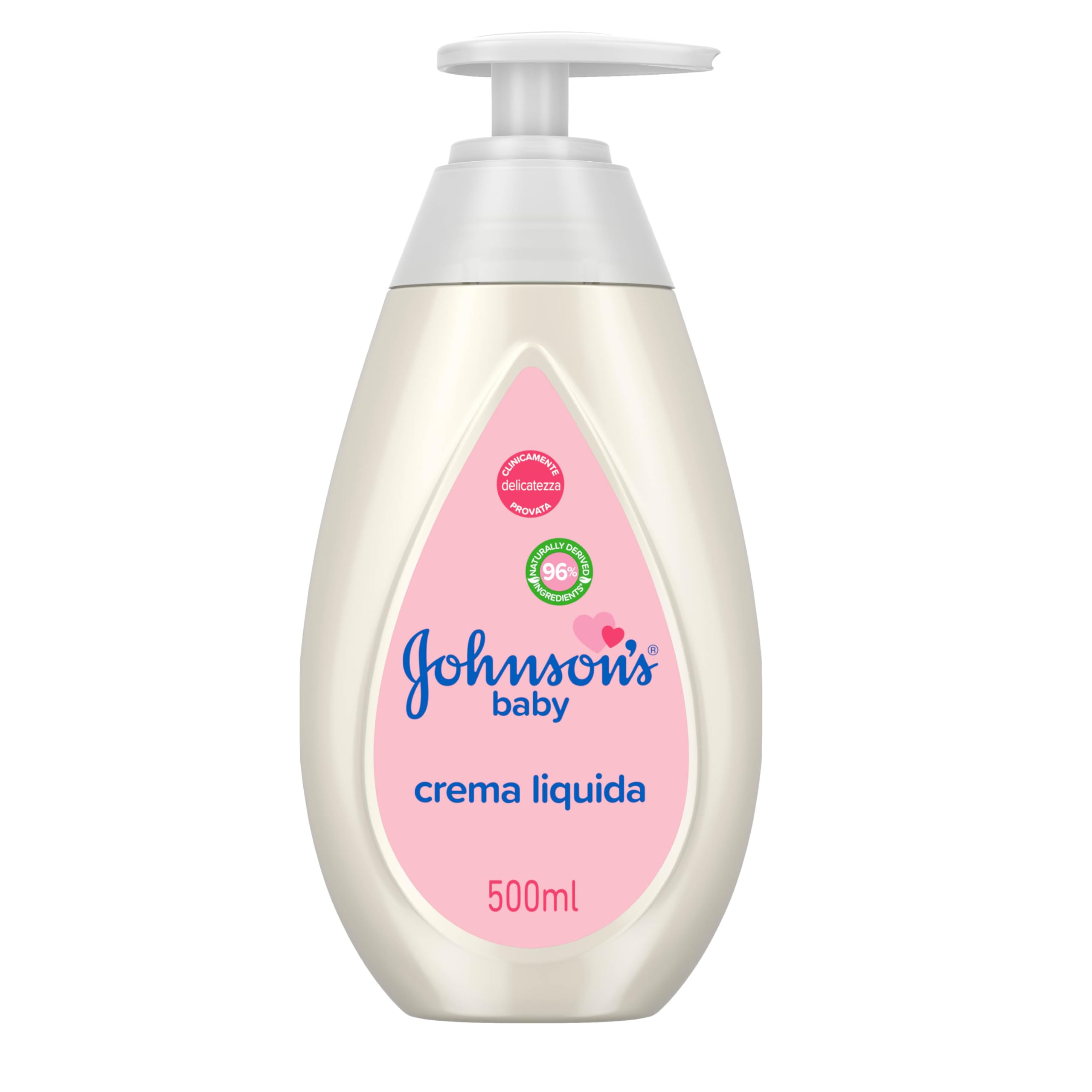 Johnson's Baby Crema Corpo Idratante 500 ml con Olio di Cocco, Senza Coloranti e Solfati