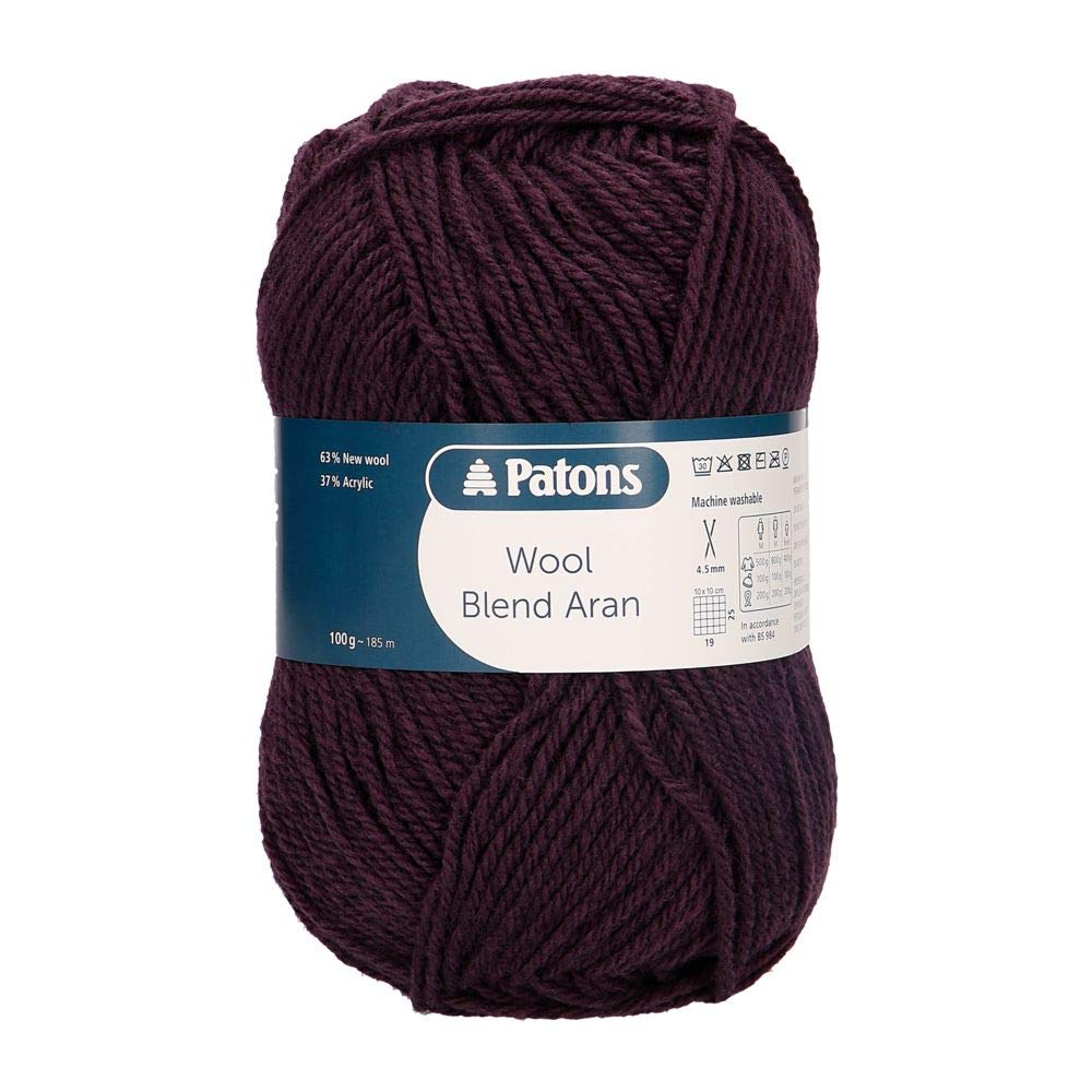 Patons Wool Blend Aran Yarn, Purple(149), 100g