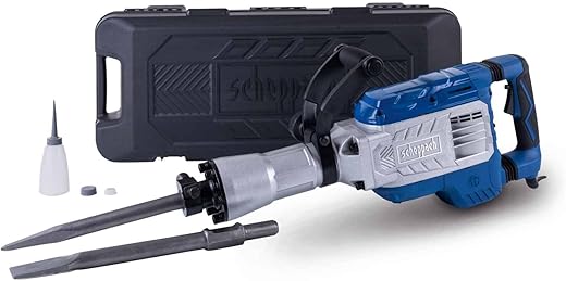 Scheppach Abbruchhammer AB1900 Bohrhammer Betonhammer | 60J Schlagkraft | 1900W Leistung | 390 mm inkl. Spitz- und Flachmeißel und Transportbox