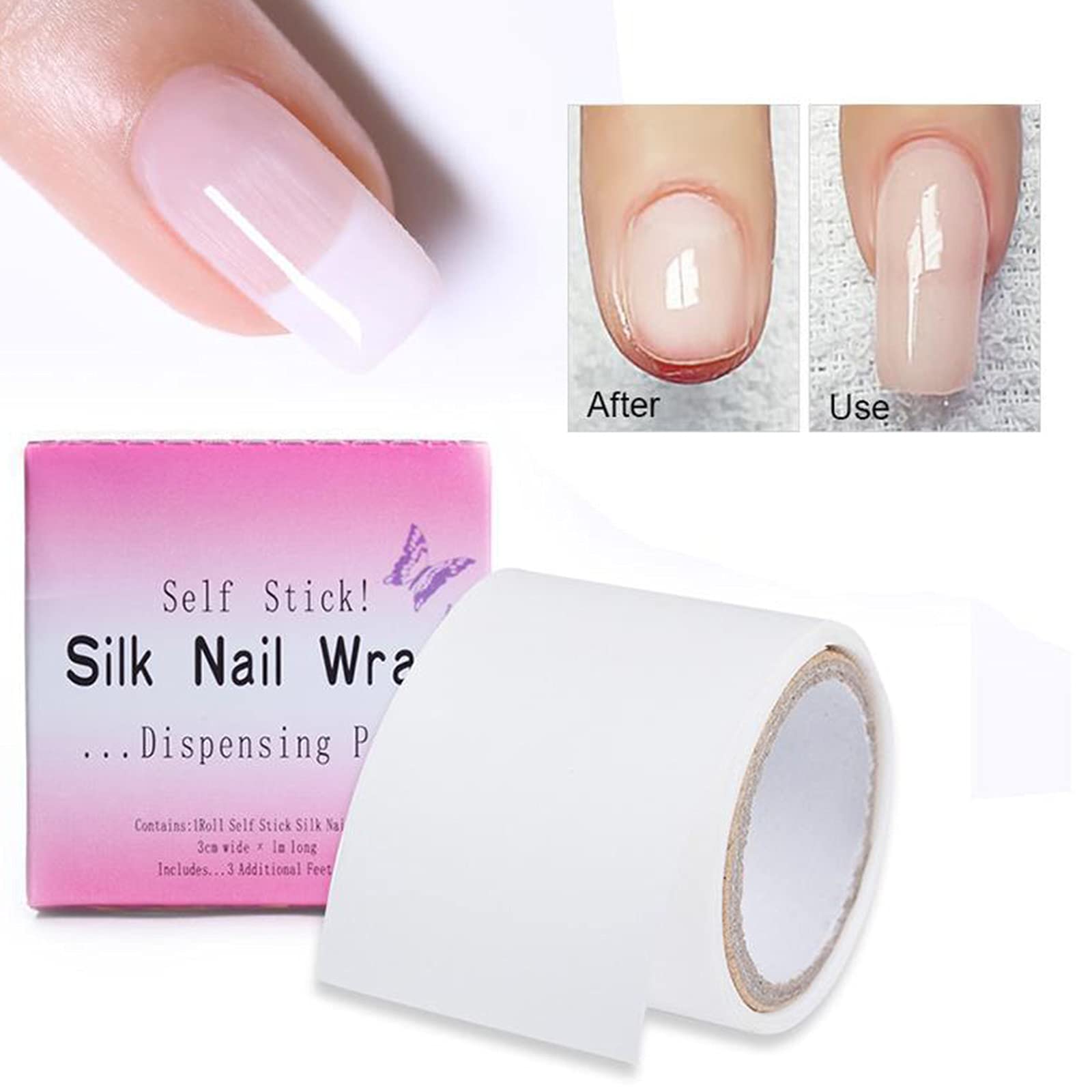 Fibra di Vetro e Seta per Unghie Estensione, Nail Art Attrezzature in Fibra per Riparazioni e Nail Art, per Uso Domestico o Salon (3 Pcs)
