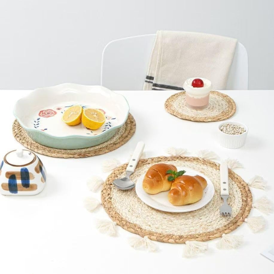 Sets de table tressés faits main lavables et antidérapants 38cm