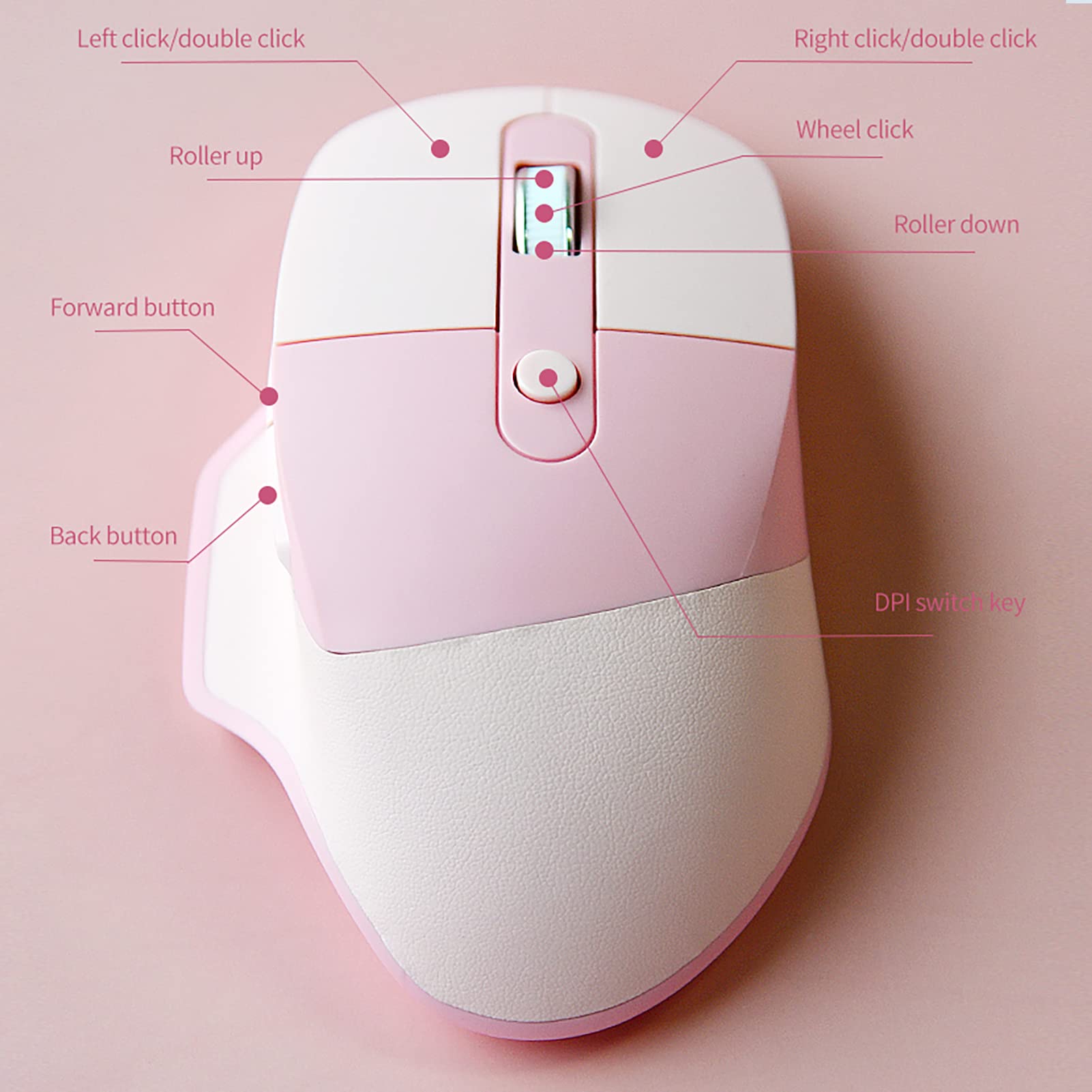Lomiluskr Mouse wireless a doppia modalità 2.4G e Bluetooth, tasti silenziosi, design ergonomico, colori caramelle, compatibile con notebook, PC, tablet, smartphone (tè al latte)