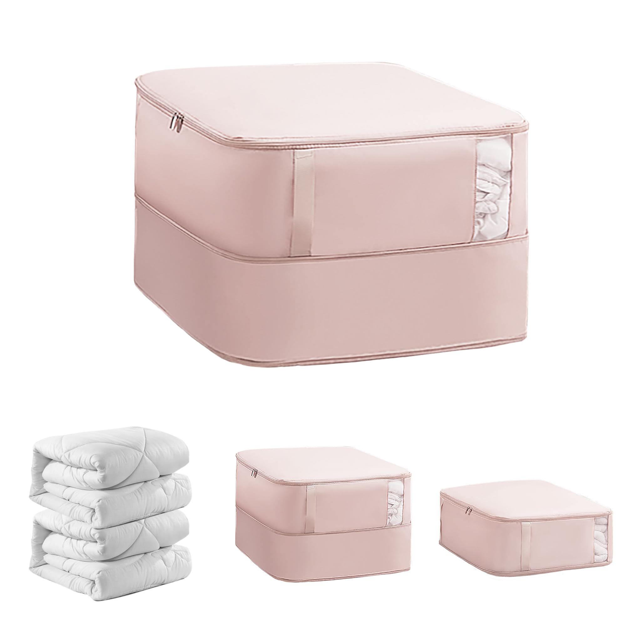 Organiseur de placard Veki rose L, sac de rangement couette haut de gamme et durable
