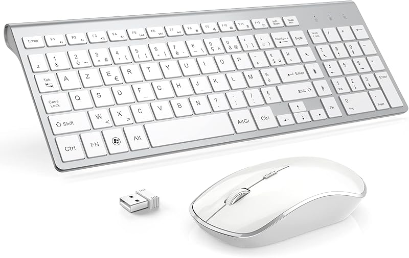 JOYACCESS Clavier Souris sans Fil, 2,4Ghz Ultra-Fins Compacte Clavier, Portable Silencieux 2400 DPI