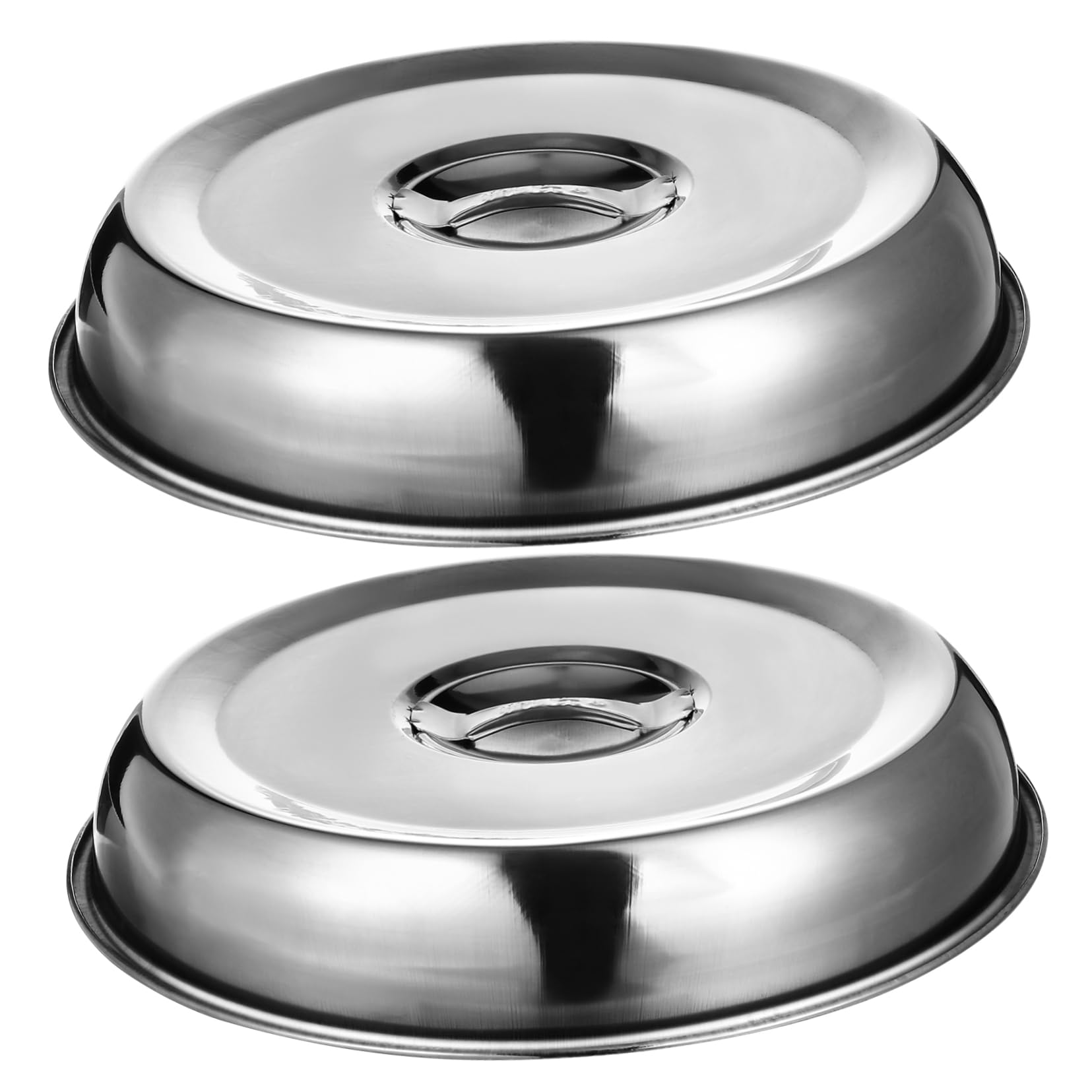COLLBATH Stainless Steel Food Covers 2Pcs Round Vegetable Covers for Plates to Keep Food Warm and Oilproof Steak Covers for Indoor and Outdoor Cooking