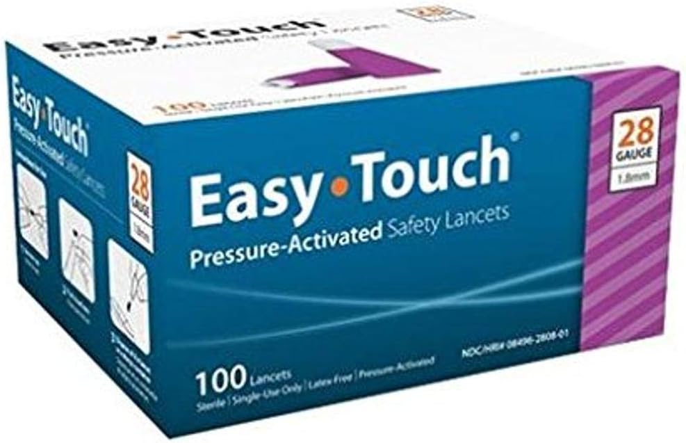 Easy Touch 828081 Safety Lancet, Pressure Activated, 28 g x 1.8 mm (Pack of 100)