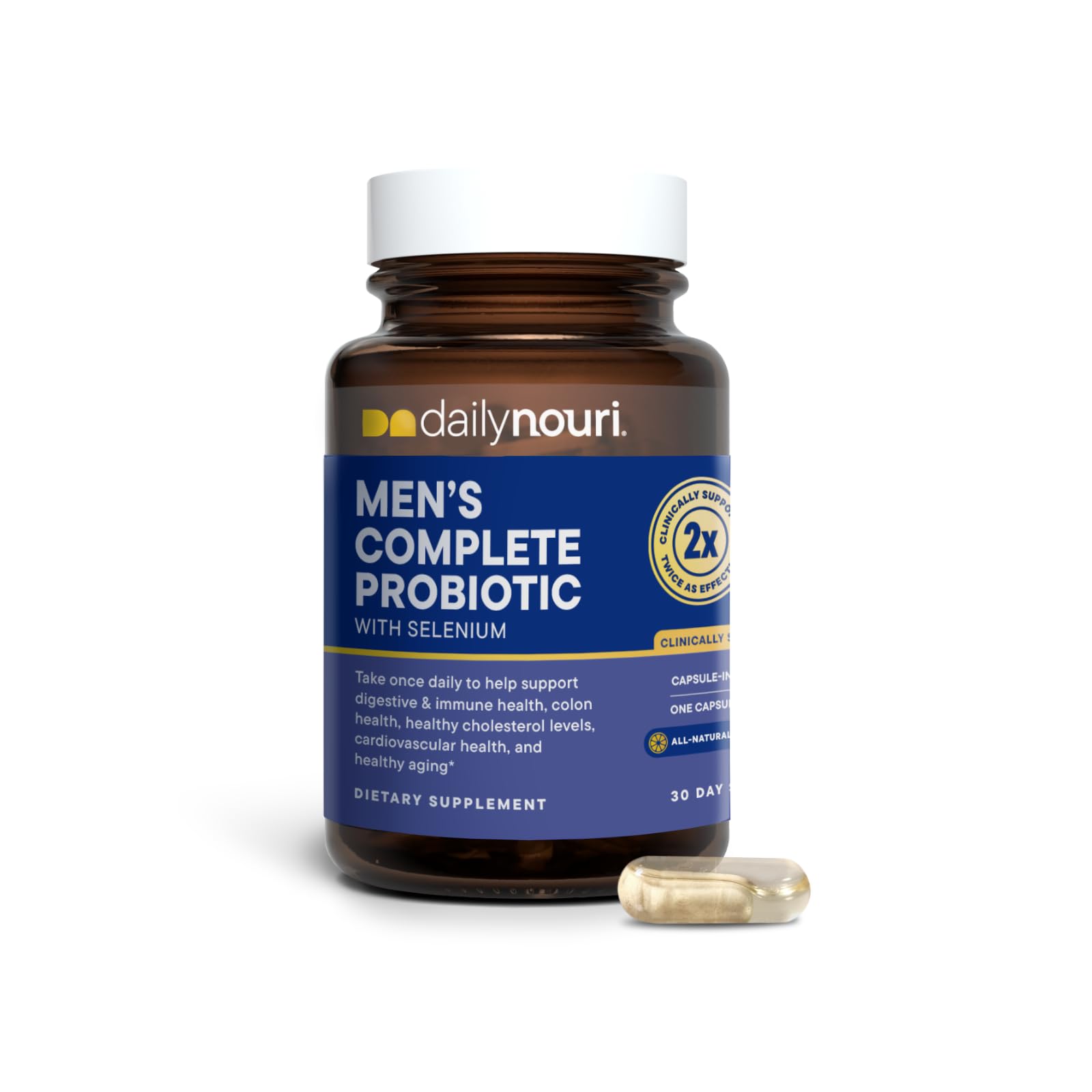Daily Nouri Probiotics for Men | Gut Health, Hormone + Vitality Support 30 Count (Pack of 1)